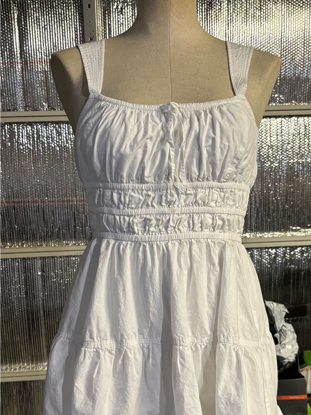 Sunday Best White Smocked Dress with Ruffle Trim